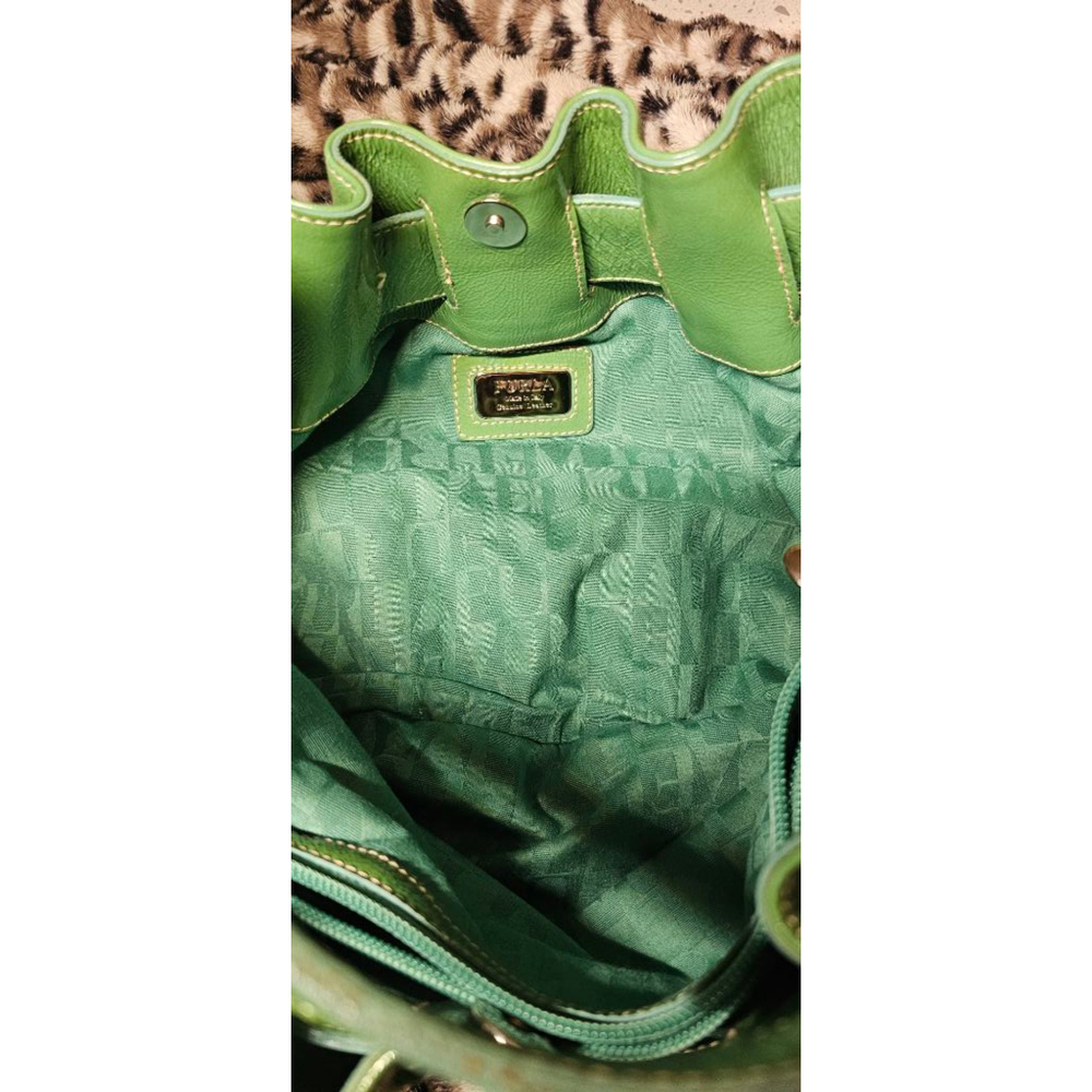Furla Green Ruched Leather Shoulder Bag Made in Italy - Picture 9 of 10